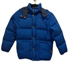 Polo Ralph Lauren Blue Down Puffer Jacket Coat Youth M 10–12 Removable Hood Ski